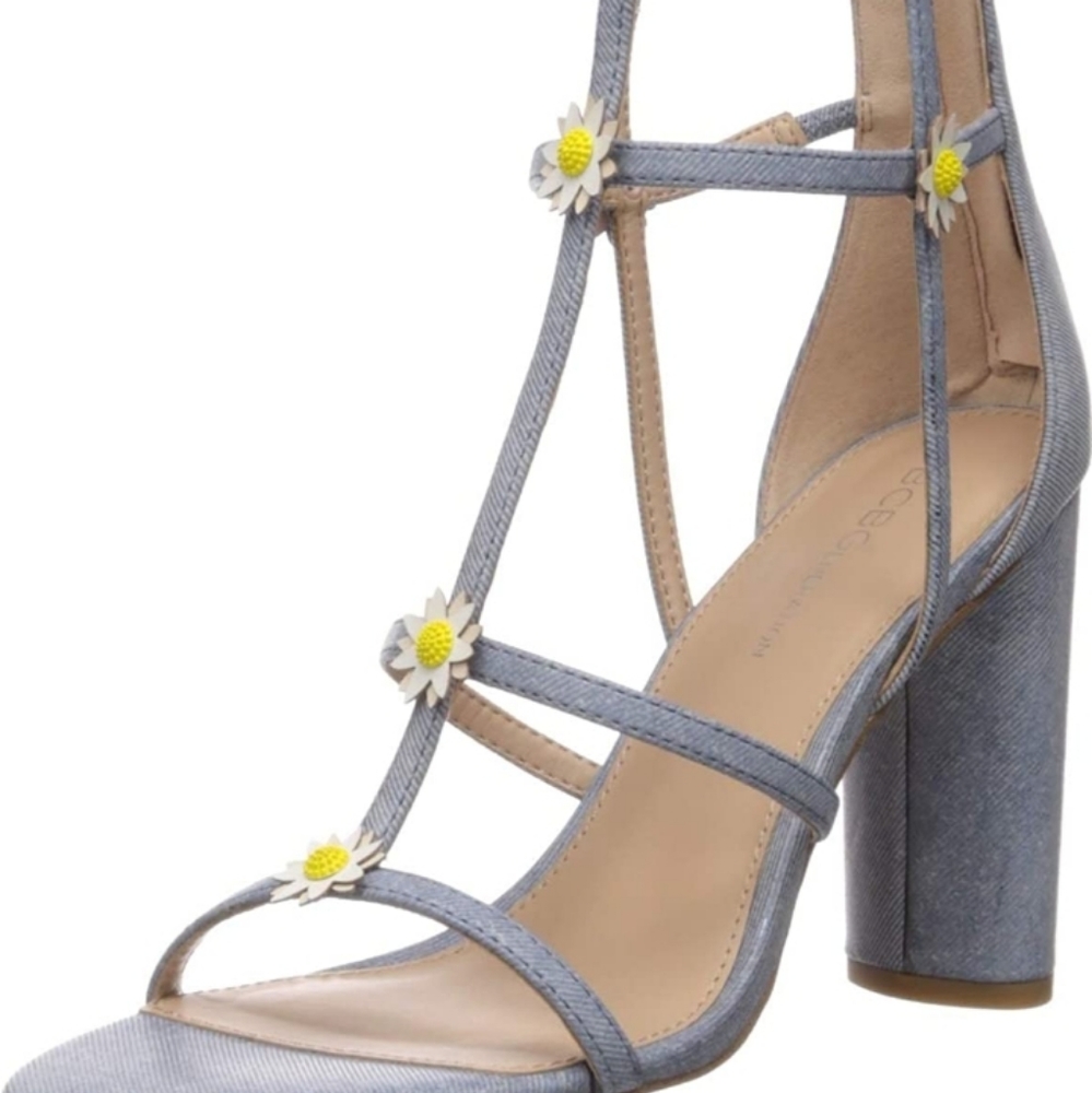 🌼Denim Daisy Spring Flower Strap Heels🌼 - Picture 5 of 6